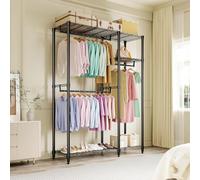 Heavy-Duty DIY Clothes Rail, Freestanding Open Wardrobe with Wire Shelves | Metal wire shelving, tool-free clip assembly, adjustable multi-height, high load-capacity for bedroom cloakroom