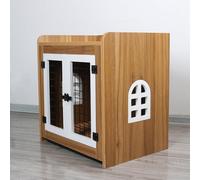 Heavy Duty Dog Cage Side Table Modern Dog House Wooden Dog Box Furniture Decoration Pet House Side Table Indoor Dog House (Walnut Color 74cm)