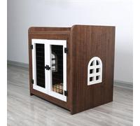 Heavy Duty Dog Cage Side Table Modern Dog House Wooden Dog Box Furniture Decoration Pet House Side Table Indoor Dog House (Brown 61cm)
