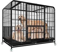 Heavy Duty Dog Cage, Small, Medium and Large Pet Home Fence, Out and About Transport Cage, with Tray, Suitable for Gardens, Courtyards (110 * 73 * 95 cm)