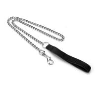 Heavy Duty Dog Chain Leash for Large Dogs, Chew Proof Metal Dog Leash with Comfortable Padded Handle Strong Anti-Chew Chain Leashes for Medium Large Breed Pets (4 ft. x 3.0 mm Black)