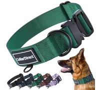 Heavy Duty Dog Collar for Large or Medium Dogs, Adjustable Strong Dog Collar for Active Dogs, Double-Layered Nylon (Green, Small (28-38 cm))