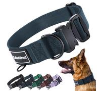 Heavy Duty Dog Collar for Large or Medium Dogs, Adjustable Strong Dog Collar for Active Dogs, Double-Layered Nylon (Dark Blue, Small (28-38 cm))