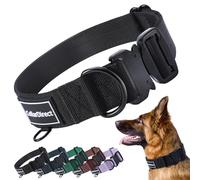 Heavy Duty Dog Collar for Large or Medium Dogs, Adjustable Strong Dog Collar for Active Dogs, Double-Layered Nylon (Black, Small (28-38 cm))