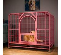 Heavy Duty Dog Crate - Extra Large Metal Kennel with Removable Wheels & Tray for Giant Dogs, Indoor/Outdoor Use