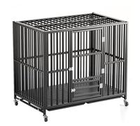 Heavy Duty Dog Crate Foldable Dog Crate Reinforced 20Mm Square Tube Crossbar With 2 Doors Easy To Cean Removable Plastic Tr,58 * 40 * 50cm