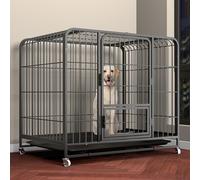 Heavy Duty Dog Crate, Pet Kennel Playpen, Dog Kennel, Pet Crate with Wheels and Removable Tray/Black KeYJ
