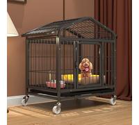 Heavy Duty Dog Crate, Wheeled Kennel with Removable Tray for Medium to Large Dogs, Thick Square Tubing Construction