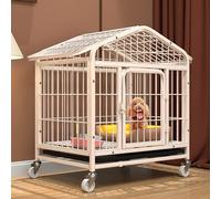 Heavy Duty Dog Crate with Thick Square Tubing, Wheeled Design, Removable Tray for Medium to Large Dogs