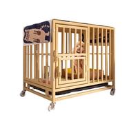Heavy Duty Dog Crate with Wheels, Portable Pet Kennel with Removable Tray for Small and Medium Dogs, Indestructible Design