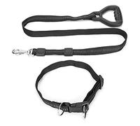 Heavy Duty Dog Leash Collar Set, Pet Rope Leash with Comfortable Handle, Adjustable Nylon Leash Collar for Small Medium Large Dogs, Durable Towing Rope with Breathable PP Handle fo (Black)