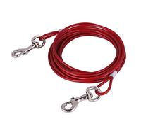 Heavy Duty Dog Tie Out Cable 5m, Chew Resistant Steel Wire Rope with 360 Degree Swivel Hook for Outdoor Camping Picnic Walking Red Dog Leash Stake