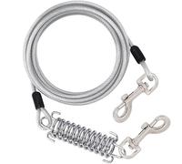 Heavy Duty Dog Tie Out Cable, Outdoor Dog Leash with Spring, No Tangle, Dog Runner for Yard Steel Wire Dog Cable with Durable Superior Clips Dog Chains Lead for Outside Large Dogs, Silver(1.2m/3.9 Ft)