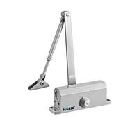 Heavy Duty Door Closer Size 3 - Hydraulic Automatic Adjustable Arm with Hold-Open Function for 40-65 KG Commercial & Home Use Aluminum Silver Finish