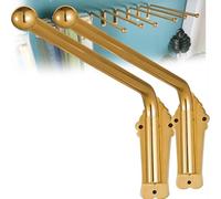 Heavy Duty Door Curtain Rods with Finials - Adjustable Swing Arm Window Hardware for Side Panels & Front Door - Kitchen & Bathroom Decor (120cm Black 2-Pack)