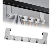 Heavy Duty Door Hooks 39cm Wide Fit 4.5cm Thick | 6 dual hooks, heavy duty steel, fits doors 3.5-4.5cm, no drilling, bathroom bedroom use