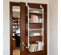 Heavy Duty Door Organizer for Over-the-Door Storage, Freestanding Pantry Rack with Basket, Carbon Steel Metal, 6-Tier Design for Home Essentials