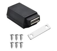 Heavy Duty Door Push To Open Magnetic Cabinet Catch Latch with Metal Base for Wardrobe Drawer Rebound Device DIY Installation (Black)