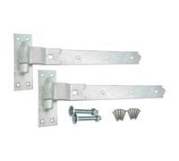 Heavy Duty Door shed BARN GATE Hook & Band Hinges CRANKED & Straight Drop Bolt (Zinc, 2 x 18 CRANKED Hinge)
