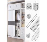 Heavy Duty Double Bypass Sliding Closet Door Track Kit Hardware, Wardrobe ，with Double-Damping, Soft-Close Function, for Cabinets & Closets(270cm/106in)
