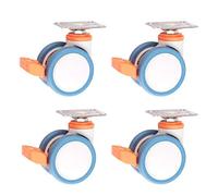 Heavy Duty Double Casters Wheels, 3 Inch Polyurethane Swivel Caster Wheel for Hospital Trolley and Electronic Equipment, Top Plate Fitting, 4Pcs
