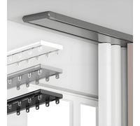 Heavy Duty Double Ceiling Curtain Track 1m-6m Aluminum Curtain Slider with Hooks Ideal Double Curtain Rod for Bedroom Living Room Hotel Windows (Gray 1.4m/4.6ft)
