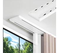 Heavy Duty Double Ceiling Mount Sliding Track System for Room Divider3.3FT to 13FT Silent Rails for Windows Office & French Doors White Durable & Easy to Install