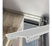 Heavy Duty Double Curtain Ceiling Mount Rail Adjustable Metal Rod for Bay Window Drapes Cuttable Design Easy Install