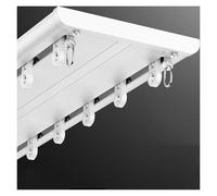 Heavy Duty Double Curtain Rail TrackAluminium Ceiling Mounted Curtain Rods for Room Dividers Living Room & Office Use (White 2.7m)