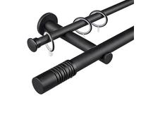 Heavy Duty Double Curtain Rod - 110lb Capacity Aluminum Alloy Wall Mount with Silent Rings for Blackout & Sheer Curtains 140CM Ideal for Home & Bedroom (Black)