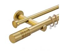 Heavy Duty Double Curtain Rod Aluminum Alloy with Silent Rings Wall Mount Design Supports 110lb Ideal for Sheer & Blackout Curtains 100CM Perfect for Home Bedroom Decor