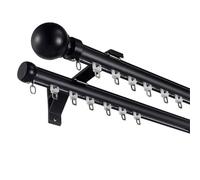 Heavy Duty Double Curtain Rod Aluminum Track with Silent Rollers Wall Mount for Open Room Privacy Available in Black Gold Gray & White 3.30 m (10.8 ft)