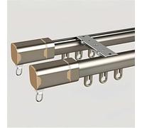 Heavy Duty Double Curtain Rod for Wall or Ceiling Mount Silent Operation Ideal for Bunk Beds Large & Room Dividers Gold B 1.4m