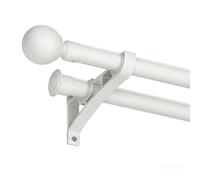 Heavy Duty Double Curtain Rod with Decorative Round Finials Aluminum Alloy 1.1mm Thick 30kg Load Silent Gliding Wall-Mounted for Bedroom Living Room Office(White,330CM)