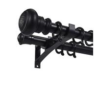 Heavy Duty Double Curtain Rods for Blackout Matte Black Drapery Pole 18.4ft Wall Mount Track with Silent Hooks Ideal Room Divider for Living Room Bedroom Hospital