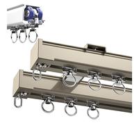Heavy-Duty Double Curtain Rods for Windows 50-600cm Aluminium Curtain Track for Glass Sliding Doors Patio Bedroom Kitchen Bathroom Sturdy Ceiling Curtain Rail