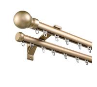 Heavy Duty Double Curtain Rods with Silent Rollers Aluminum Wall Mount Track for Privacy in Open Spaces Available in Gold Gray White Black (1.30 m / 4.3 ft)