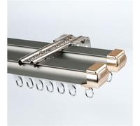 Heavy-Duty Double Curtain Track 1-6m Aluminum Ceiling/Wal Mount Curtain Rod for Room Divider Champagne Color Size: 2x1.5m - Ideal for Home Decor