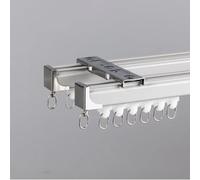 Heavy Duty Double Curtain Track 11.5ft Ceiling Mount Blackout Rods Aluminum Silent Rail for Living Room & Bedroom Room Divider (Grey) & Versatile