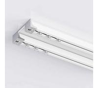 Heavy Duty Double Curtain Track 3.2m (10.5ft) Aluminum Two Row Curtain Rail with Mounting Hardware for Sliding Curtains White Color