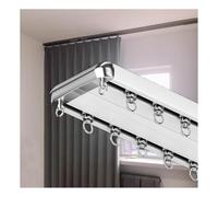 Heavy Duty Double Curtain Track Aluminium Ceiling Curtain Rod with Universal Bearing Pulleys Hooked Runners & Electrophoresis Finish Easy Installation (White 4.3m)
