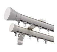 Heavy Duty Double Curtain Track - Aluminum Curtain Rail with Fittings for Bedroom & Living Room - Adjustable Length 1m-6m (Cream 1.2m) - Room Divider Solution