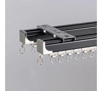 Heavy Duty Double Curtain Track - Blackout Window Rods Ceiling-Mounted Aluminum Silent Rail for Living Room & Bedroom Room Divider (Black 2.7.5t)