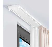 Heavy Duty Double Curtain Track - Ceiling Mounted Roller System for Home Dividers Living Room Office Shelving - Adjustable Lengths 1m to 4.6m (White 13.8ft)