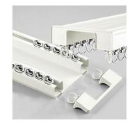 Heavy Duty Double Curtain Track - Ceiling/Walls, 450cm Aluminum Glide Rail, Conjoined Design for Living Room, Bedroom, Office - White Color, & Versatile
