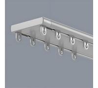 Heavy Duty Double Curtain Track Rail System - 2-Row Silent Aluminum Alloy Rod for Blackout Drapes & Room Divider - Ceiling Mounted, 3.70m, Gray, Perfect for Home & Kitchen