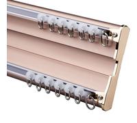 Heavy-Duty Double Curtain Track Rod 1-5m Custom Length Aluminum Alloy Ceiling Curtain System for Home & Office Rose Gold Finish (Size: 4.5M)