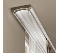 Heavy Duty Double Curtain Track, Silent Hidden Curtain Rail with Fittings, Perfect for Living Room & Bathroom, 140cm/55.1in, White, Smooth Glide System