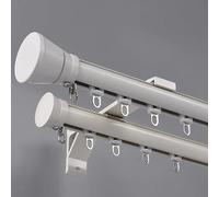 Heavy Duty Double Curtain Track Wall Mount for Bay Sliding Aluminum Rods with Silent Rail 2.2m (7.2ft) Room Divider & Shower Curtains White