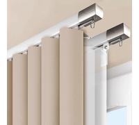 Heavy-Duty Double Curtain Track Wall Mounted, 2.4m/8ft Room Divider with Silent Rollers for Living Room, Bedroom, Hotel, Hospital - White Curtain Rails